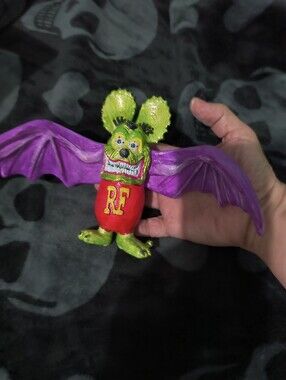 Rat Fink Bat Fink Hand-Painted Monster Bat Figure in Green, Purple & Red